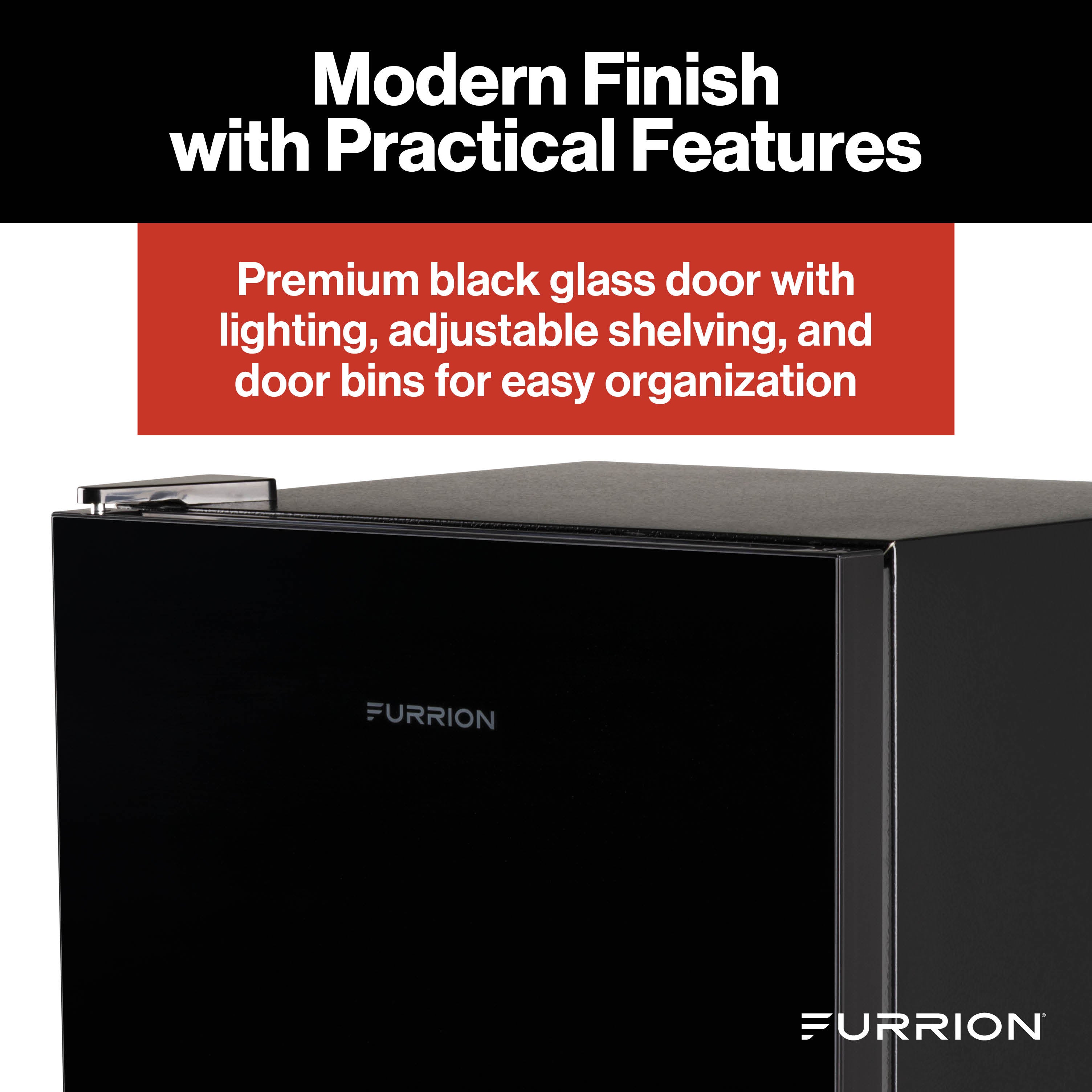 Furrion RV Refrigerator - 110V, 3.2 cu. ft., Black Glass Finish 3-2-CF-110V-REFRIGERATOR