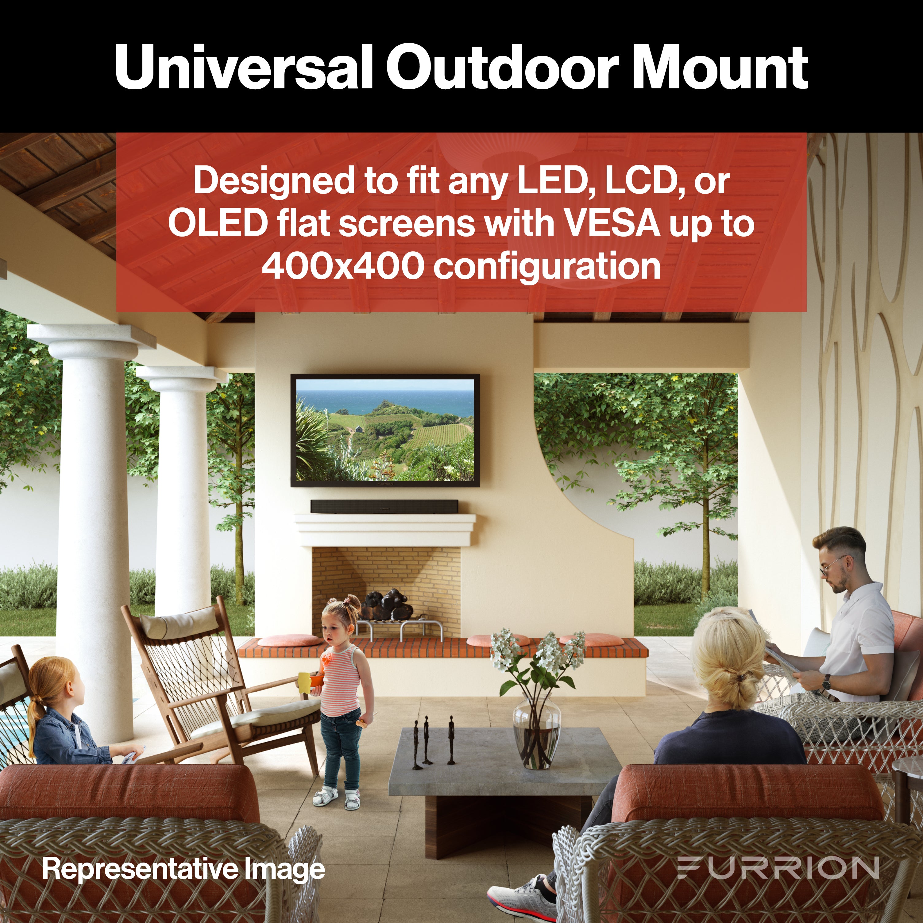 Furrion Aurora® Universal Outdoor TV Fixed Tilt Mount - For 43-65” TVs #F2AA002ABBK2021123672