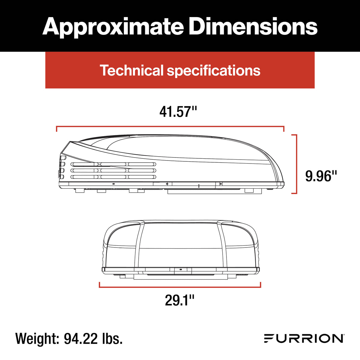 Furrion Chill® Cube 15K Low-Profile Variable Speed RV Rooftop Air Conditioner with Heat Pump LOW-PROFILE-R32-AC-HEAT-PUMP-VARIABLE-SPEED
