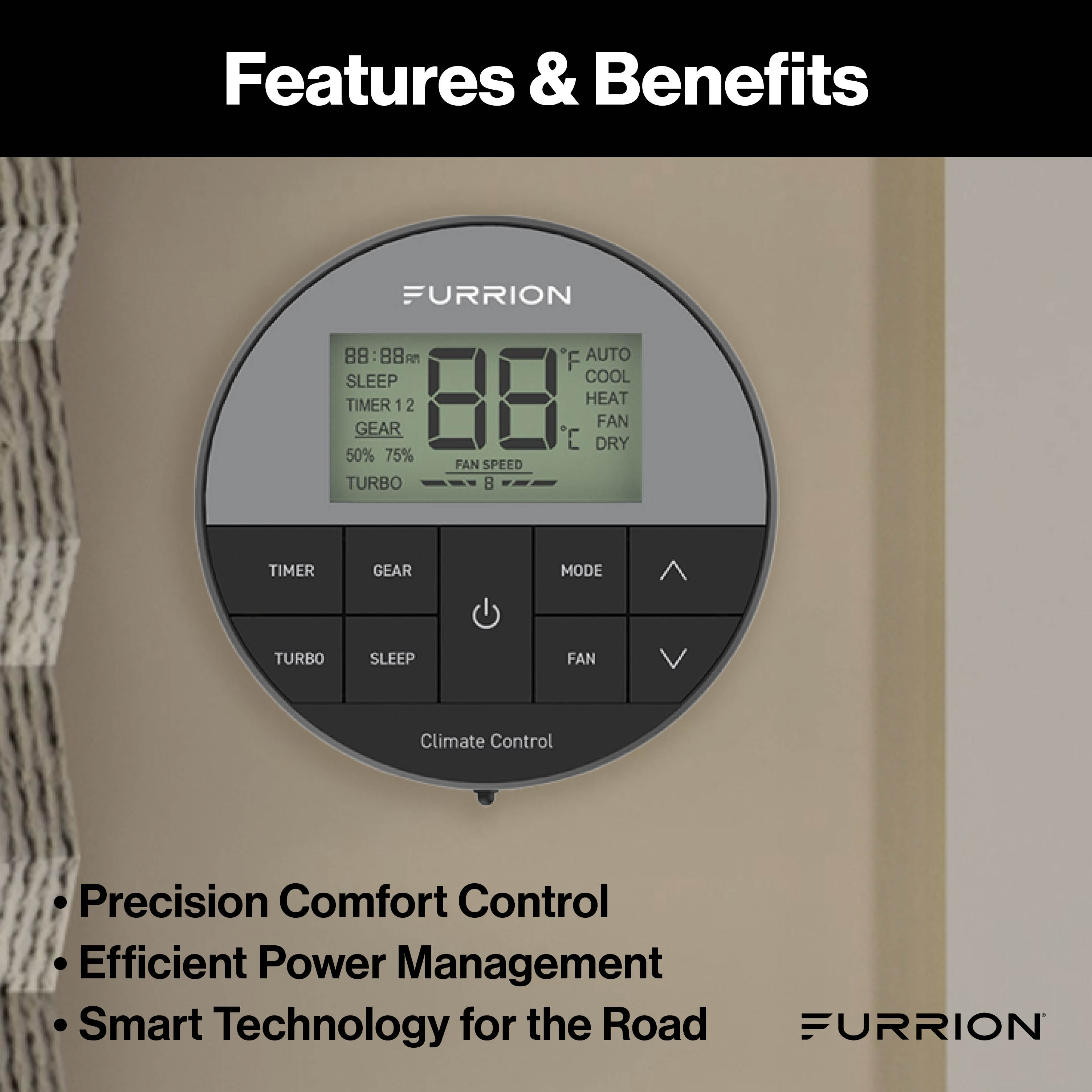 Furrion Chill® Cube 18K Variable Speed Single-Zone Thermostat - Ducted #FACW13VSDA-BL-AM / FACC13VSD-AM 2024047199