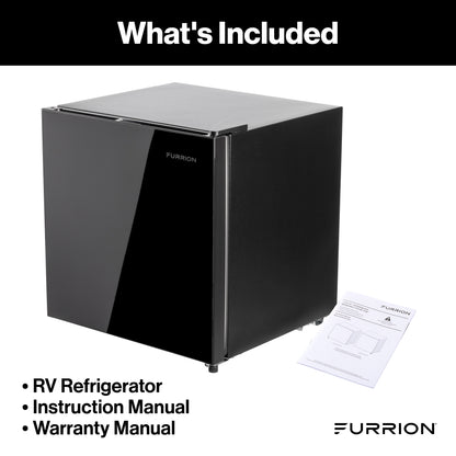 Furrion RV Refrigerator - 110V, 1.6 cu. ft., Black Glass Finish 1-6-CUFT-110V-REFRIGERATOR-NO-FREEZER