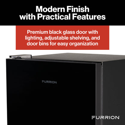 Furrion RV Refrigerator - 110V, 3.2 cu. ft., Black Glass Finish 3-2-CF-110V-REFRIGERATOR