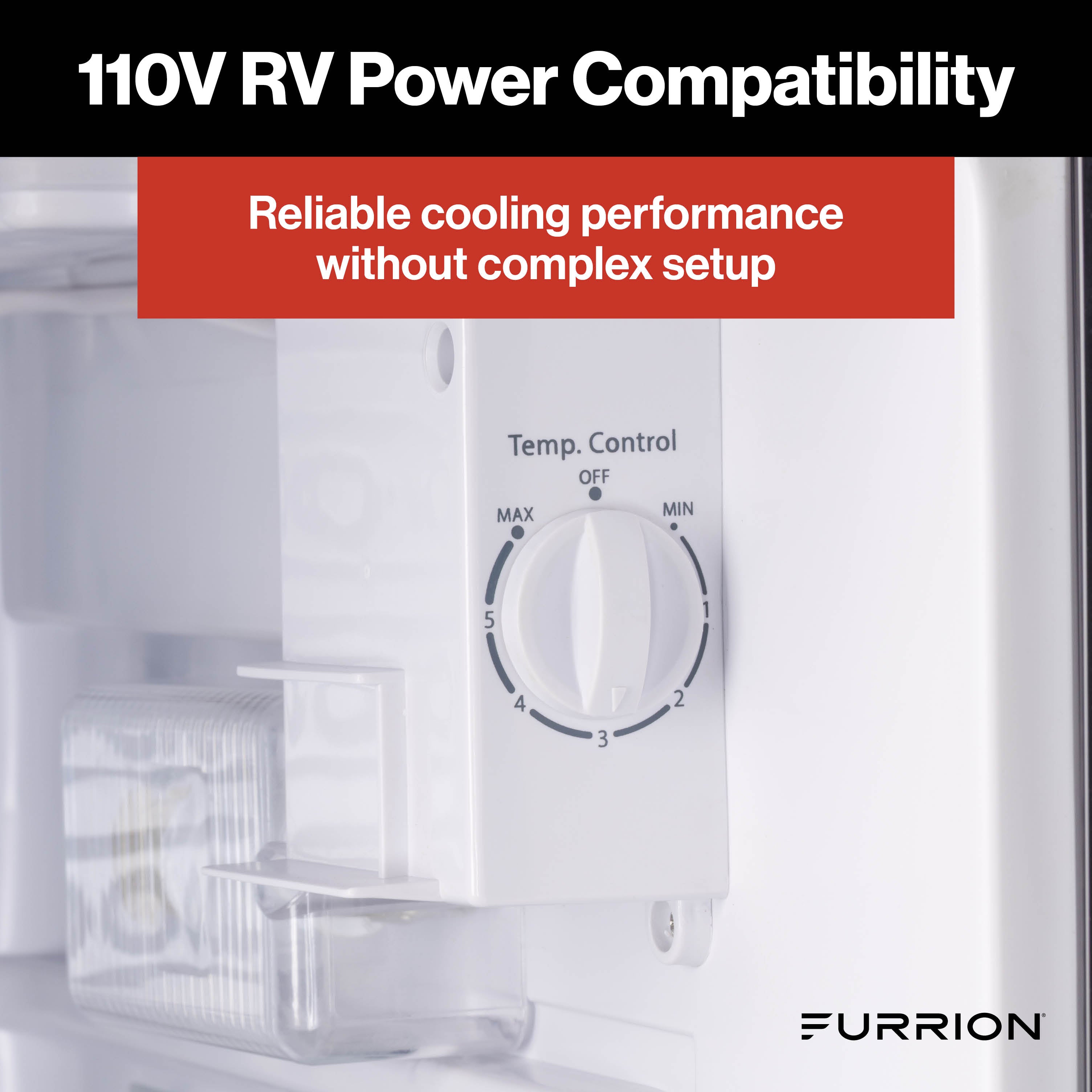 Furrion RV Refrigerator - 110V, 3.2 cu. ft., Black Glass Finish 3-2-CF-110V-REFRIGERATOR