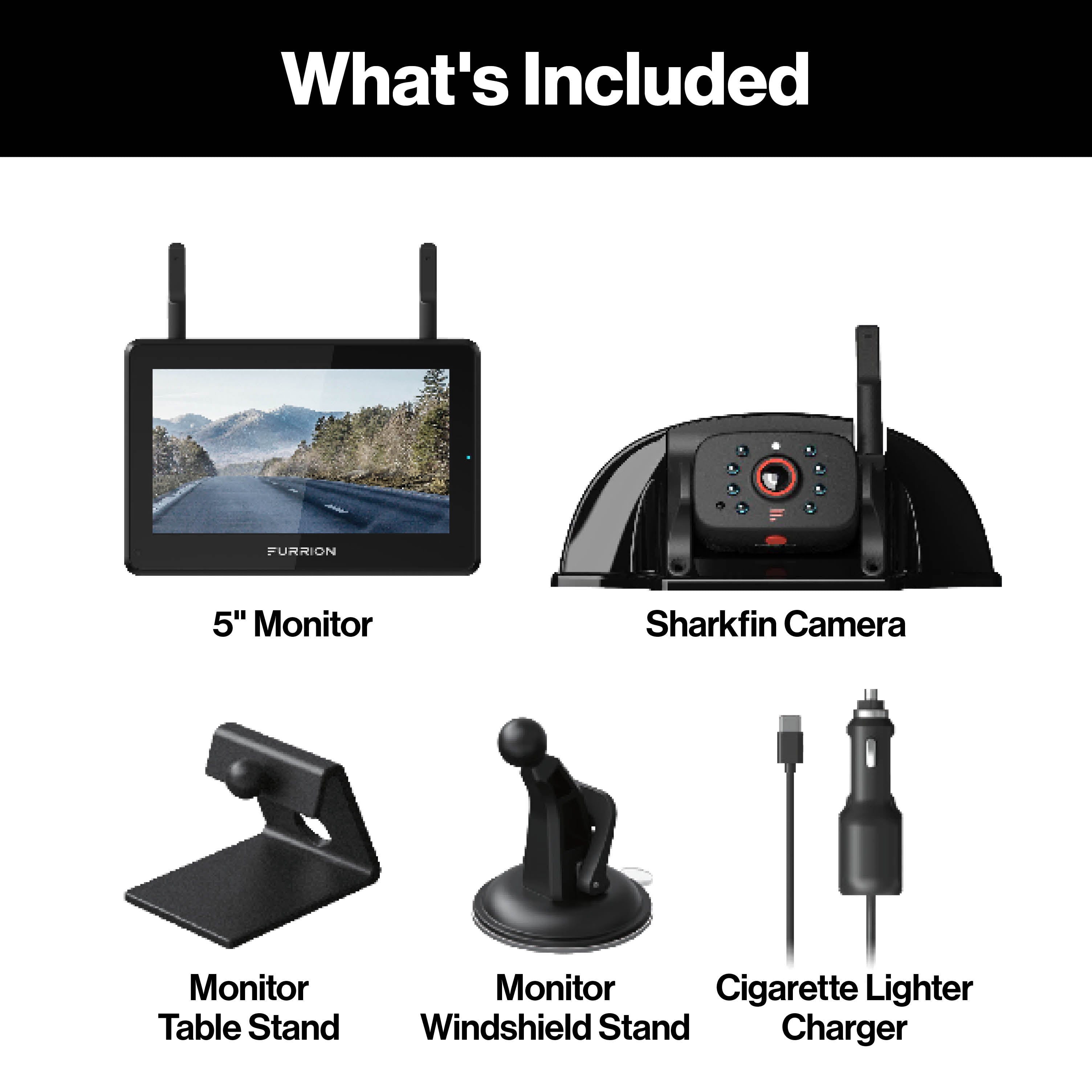 Furrion Vision S®+ RV Backup Camera System - 5" Monitor, Rear Sharkfin Camera #FOS5HTASF2021124370