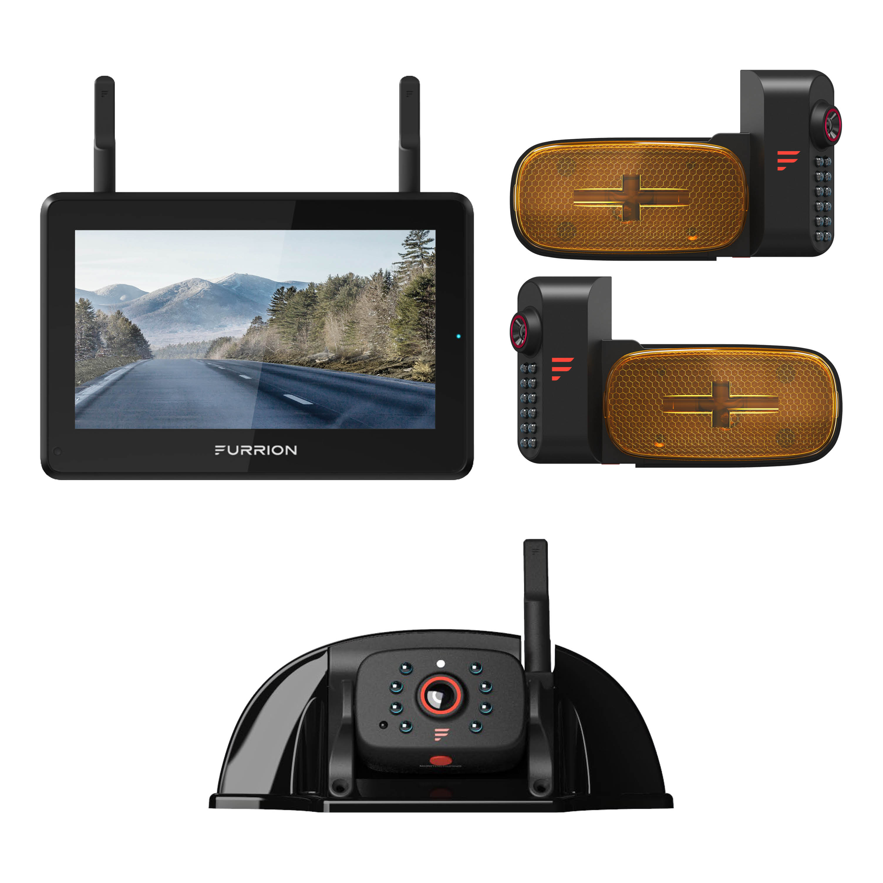 Furrion Vision S®+ RV Observation System - 7" Monitor, Side Cameras with LED Marker Lights, Sharkfin Camera #FOS7HTAEN2021124369
