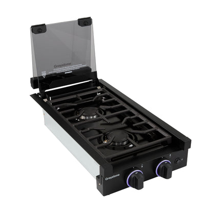 Greystone® by Furrion 2-Burner Gas RV Cooktop with Flame Sense (FFD) - 12", Glass Cover #GGH12D2MA1B-BL  2023045680